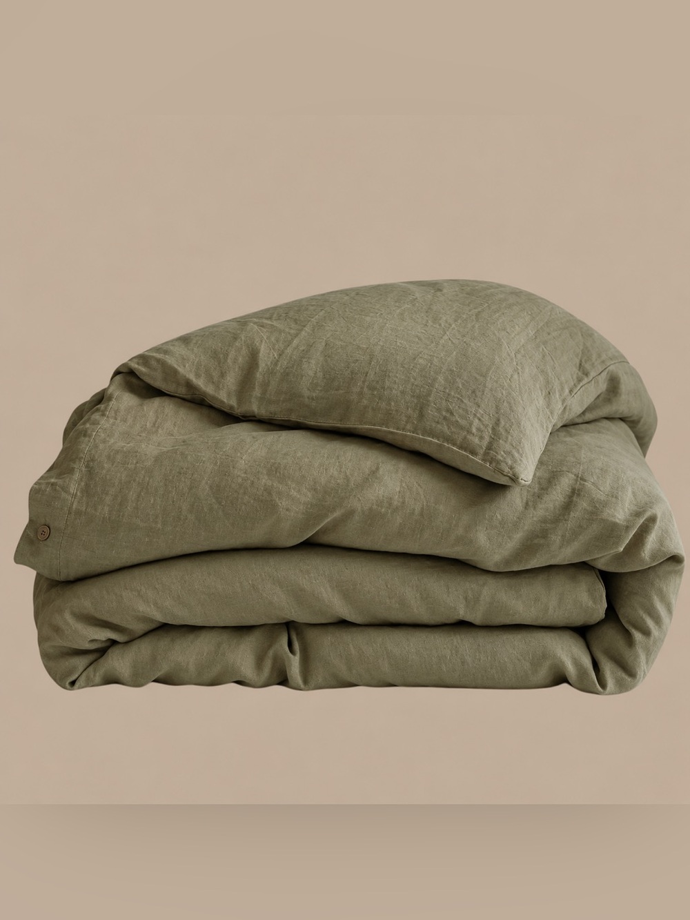 Quince European Linen Duvet Cover in Aloe, Full/Queen